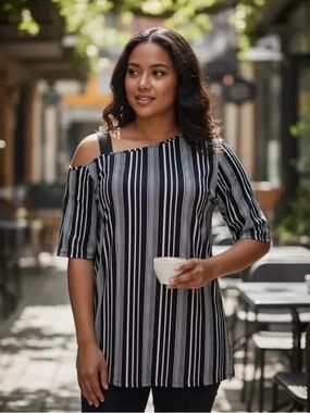 Studio 1886 Cold-Shoulder Blouse Top